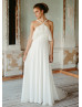 Halter Neck Ivory Embroidered Lace Chiffon Woodland Wedding Dress